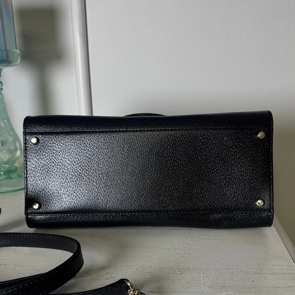 Kate Spade Black Pebbled Leather Satchel Crossbody Bag NWOT Gold Hardware